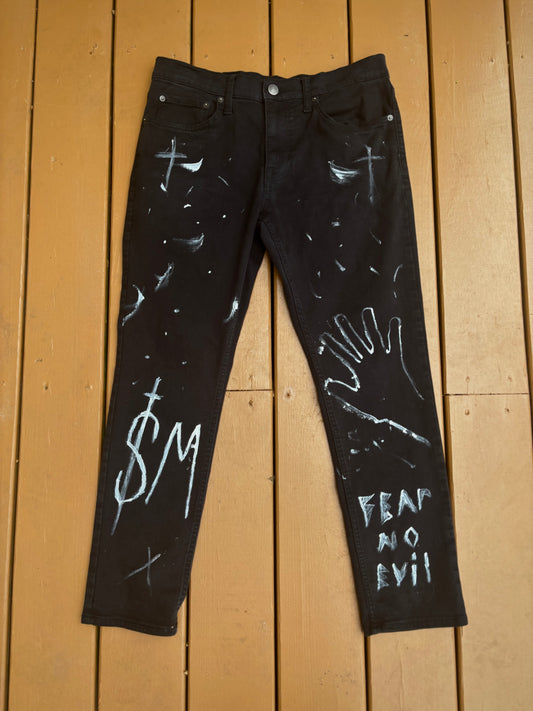 1of1 “Fear No Evil” black denim